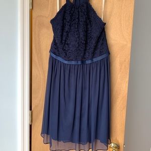 Short Navy Lace Bridesmaid Dress 14